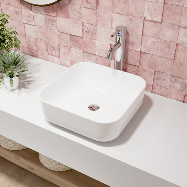 DeerValley 385mm Ceramic Square Countertop Basin Bathroom Sink